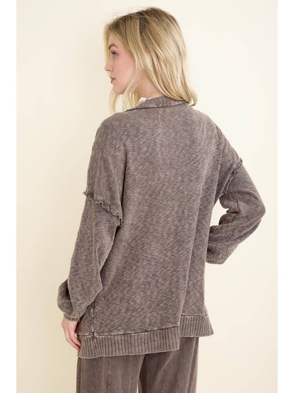 Mineral Wash Pocket Cardigan - Ash Oak