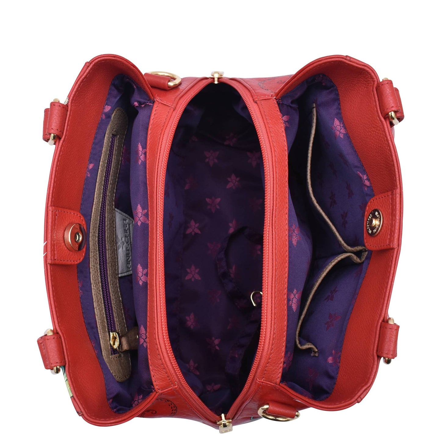 Hand-painted Leather Multi-Compartment Satchel