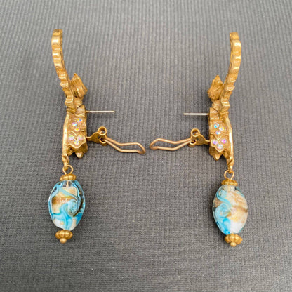 Vintage Broken Wing Angel Post Earrings with Ear Clip