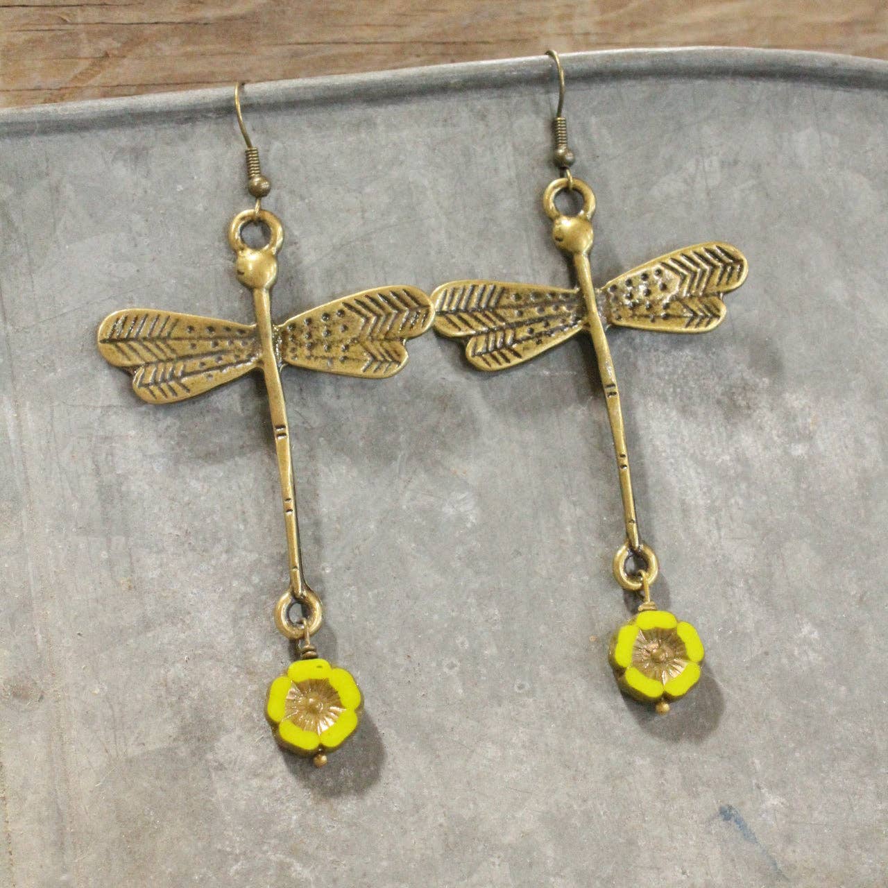 Sky Diving Dragonfly Dangle Drop Earrings