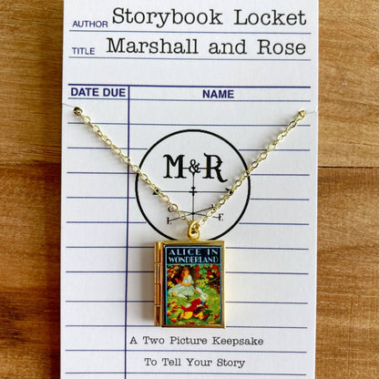 Book Locket Alice In Wonderland - Rabbit Running Late - Brass