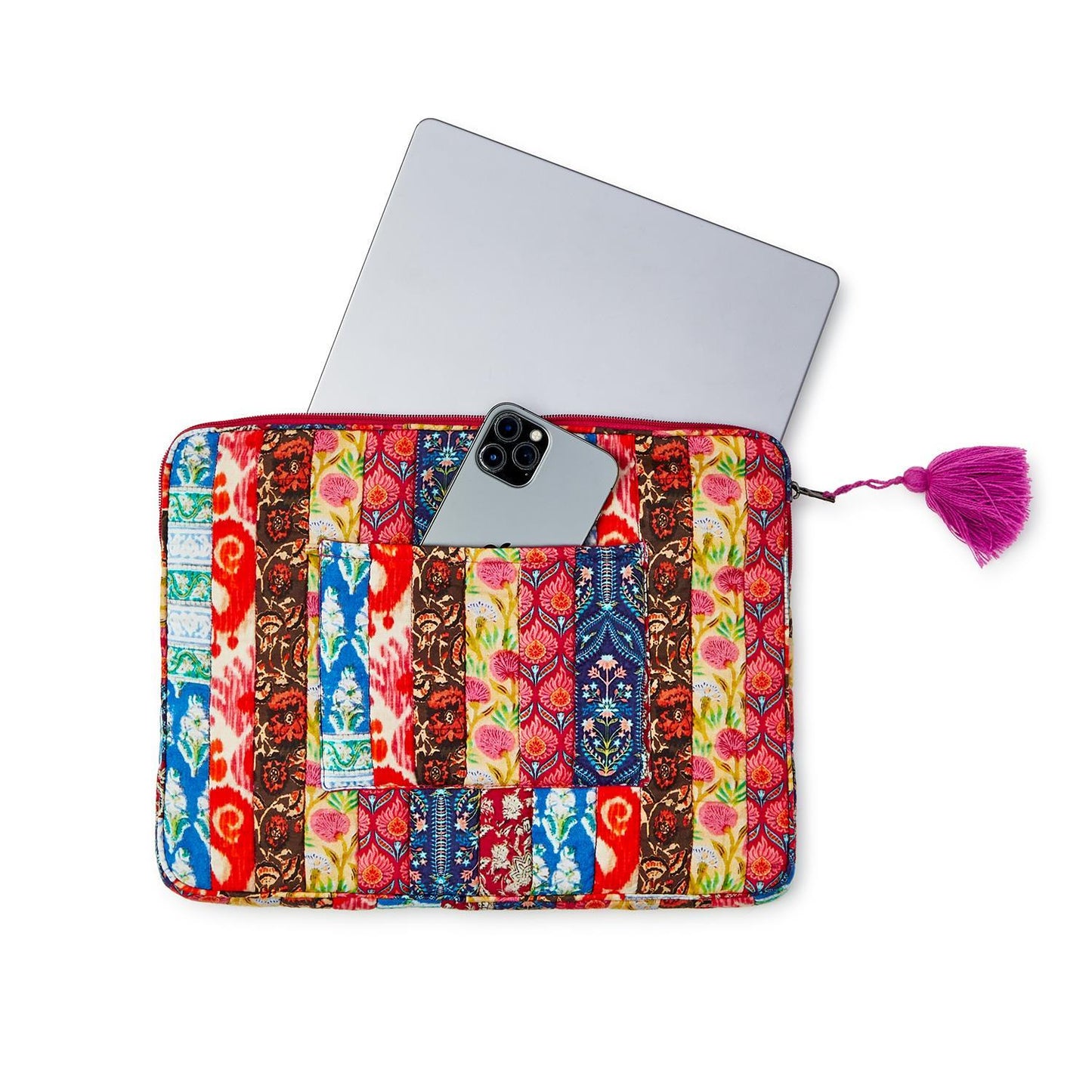Stow Away Laptop Pouch in Printed Fabric - Cotton