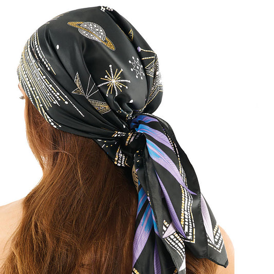 Comete Print Black Med Square Scarf