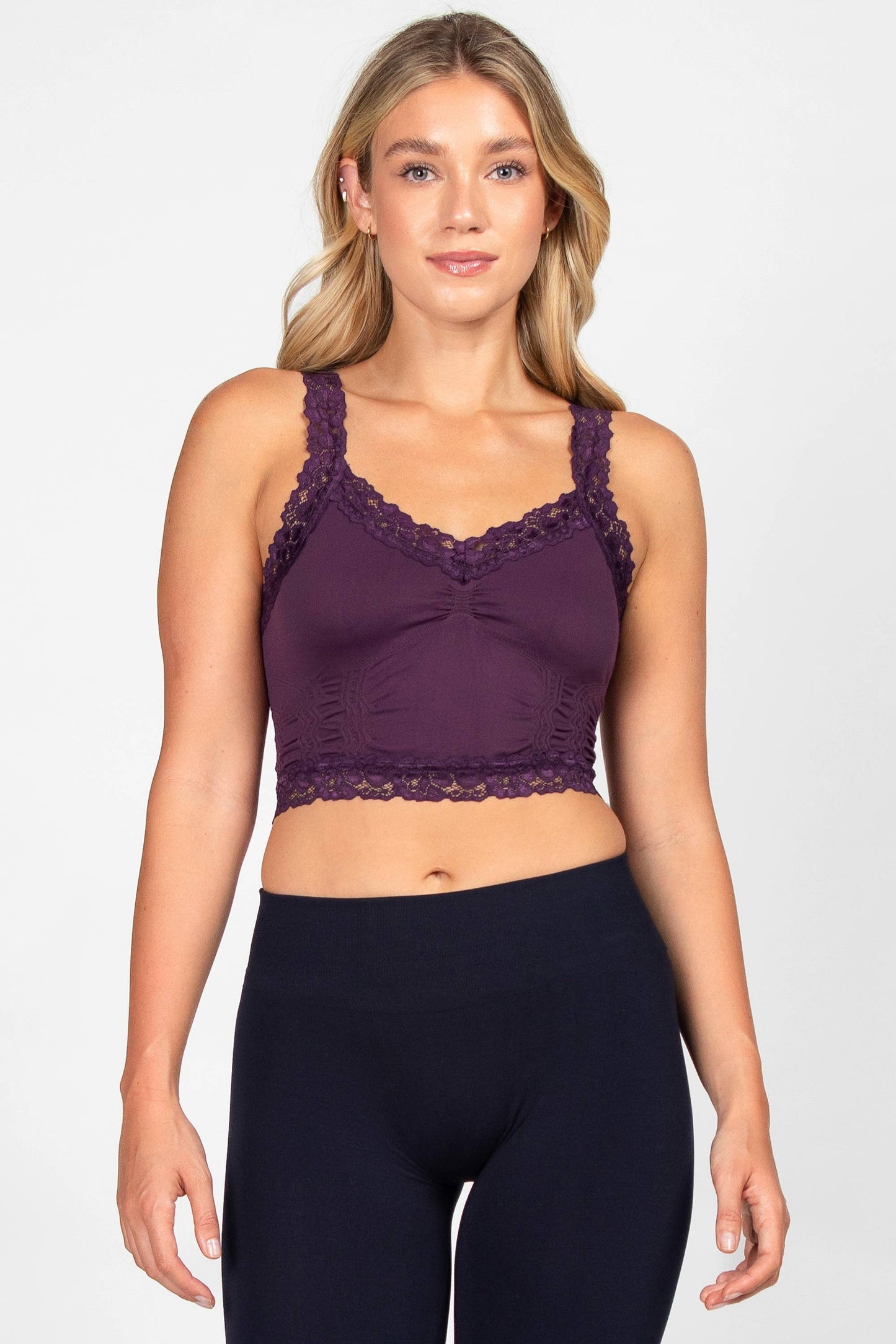 Seamless Laced Cami Bralette - Eggplant