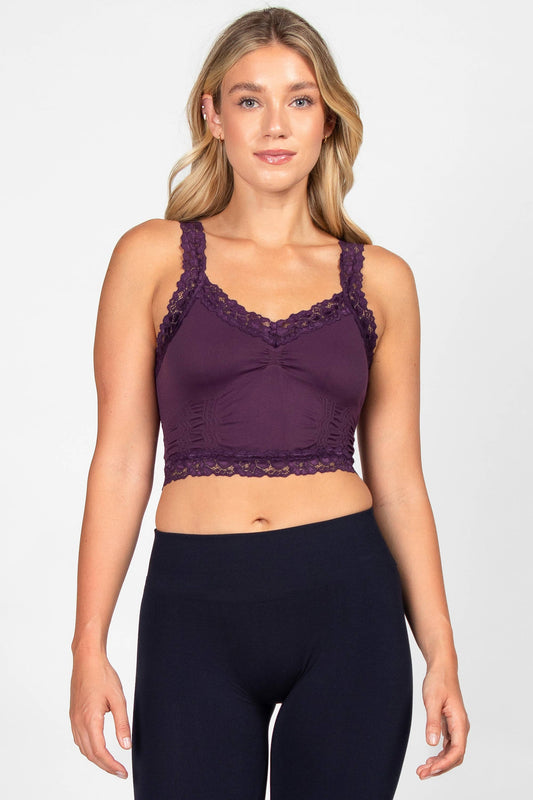 Seamless Laced Cami Bralette - Eggplant