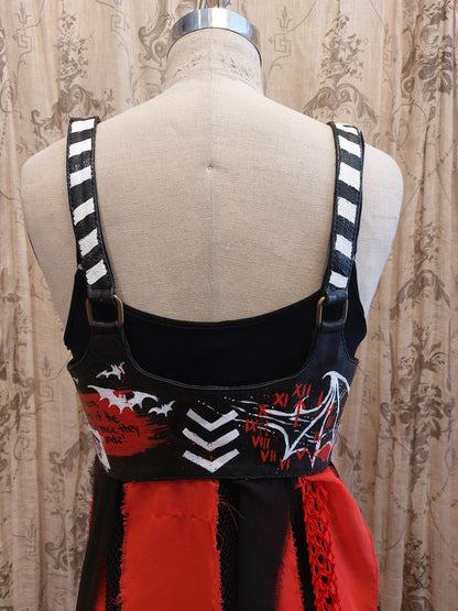 Black & Red Painted Leather Harness Belt