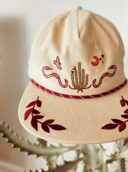 Corduroy desert embroidery hat