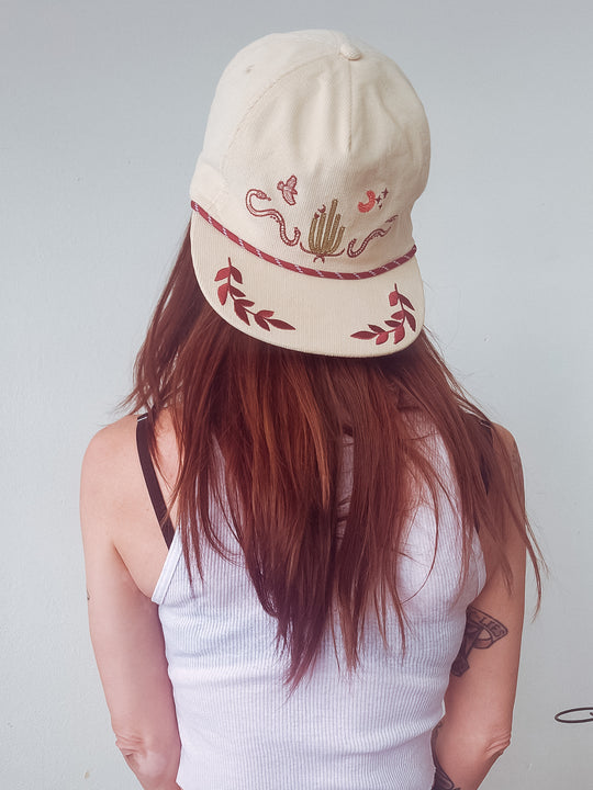 Corduroy desert embroidery hat