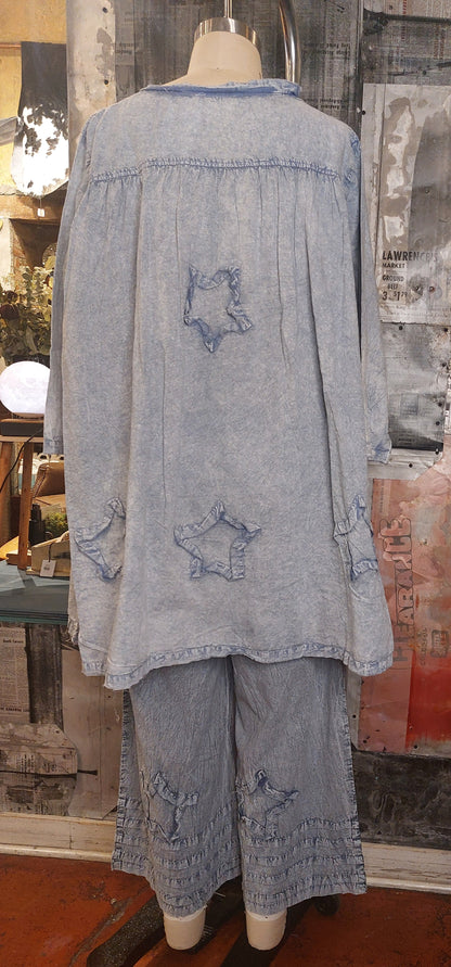 Tunic w/ Abstract Applique - Grey