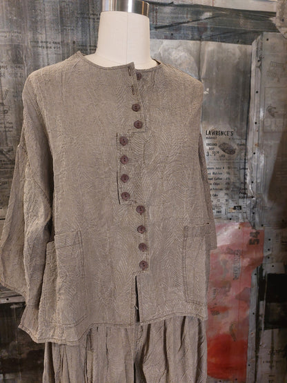 Zig Zag Button Top- Brown