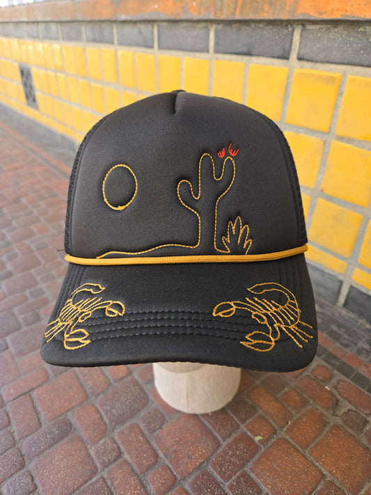 Sonoran scorpion chainstitch trucker hat