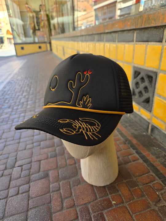 Sonoran scorpion chainstitch trucker hat