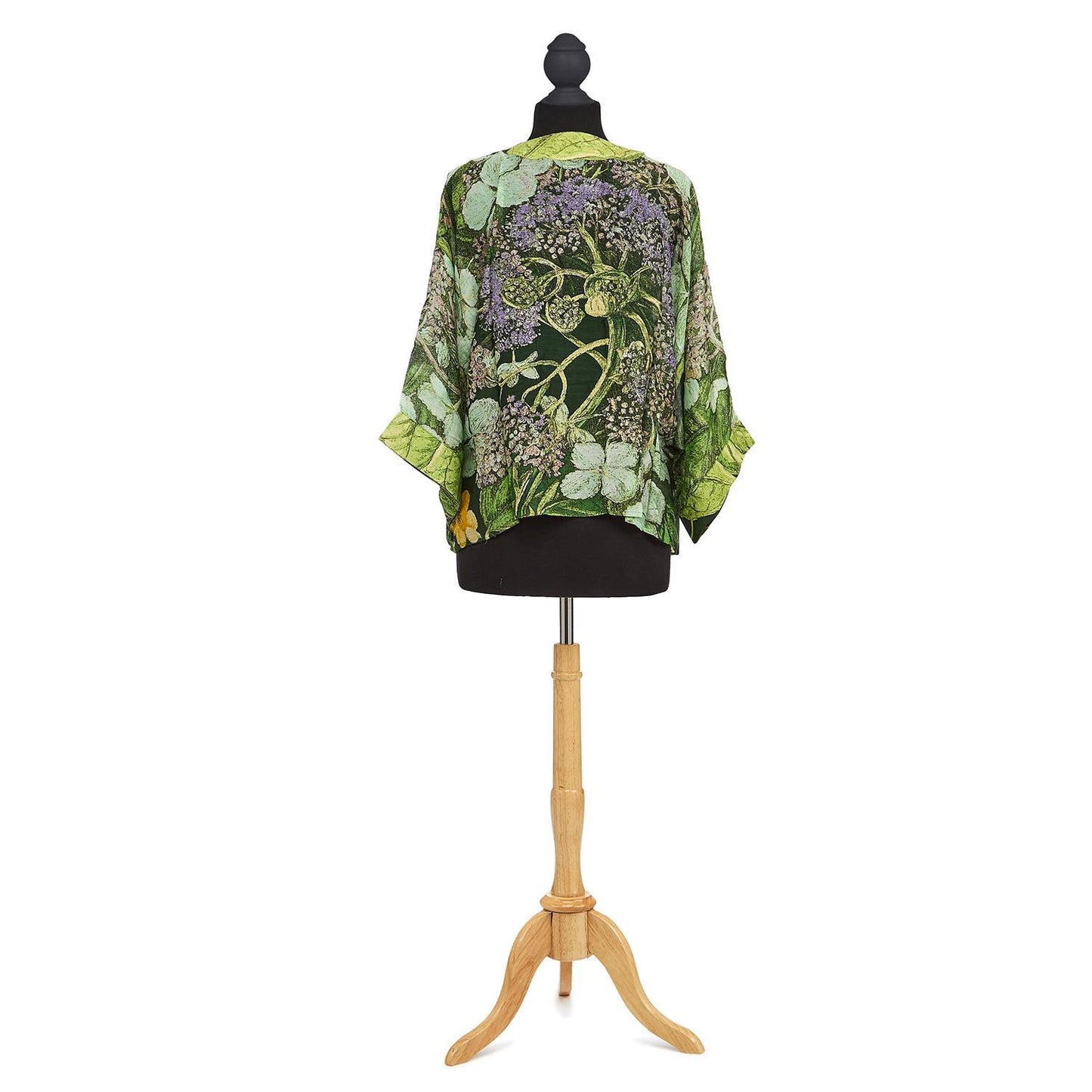 Hydrangea Blooms Print Lime Short Kimono