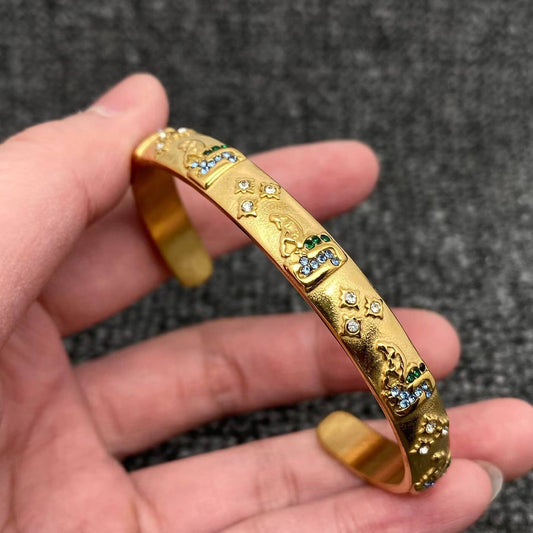Tarot Style Cuff Bangle - Golden Stars