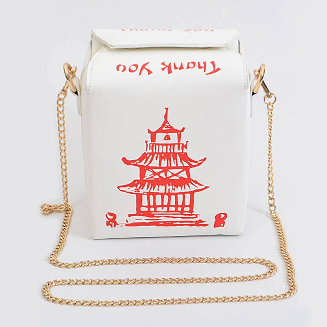 Chinese Food Inspired Thank You Clutch - White