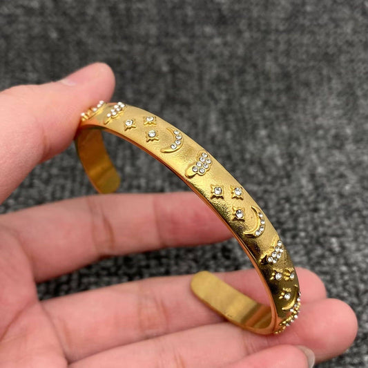 Tarot Style Cuff Bangle - Golden Moon