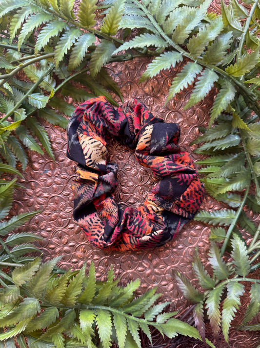 Red / Yellow / Orange Fern Scrunchie #SS25 (2)*