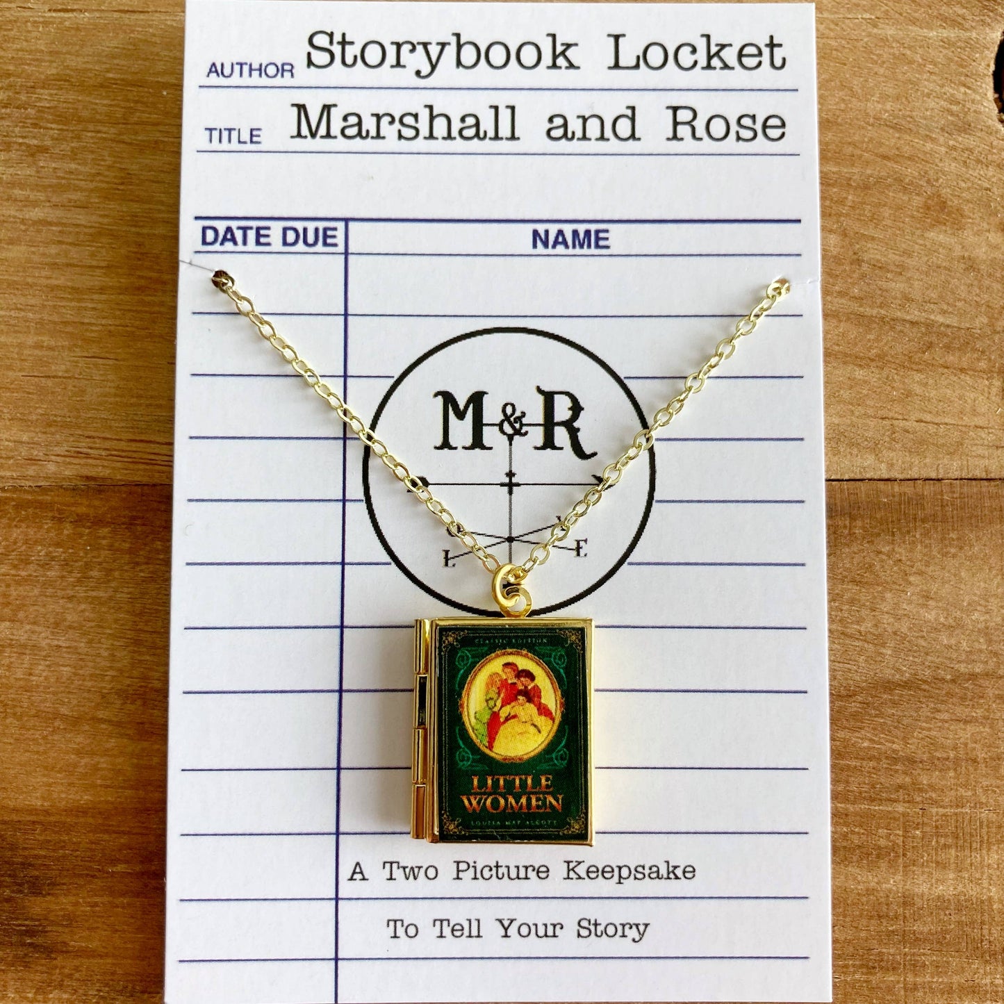 Book Locket Little Women - Oval Portrait - Brass