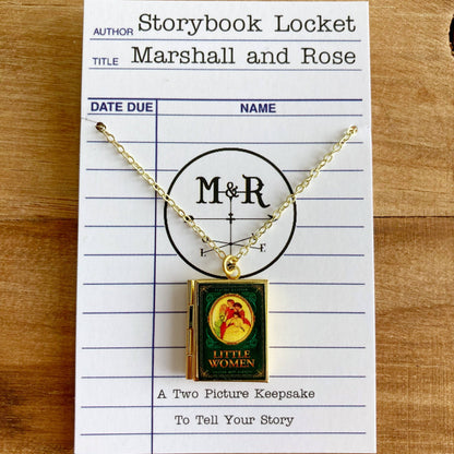 Book Locket Little Women - Oval Portrait - Brass