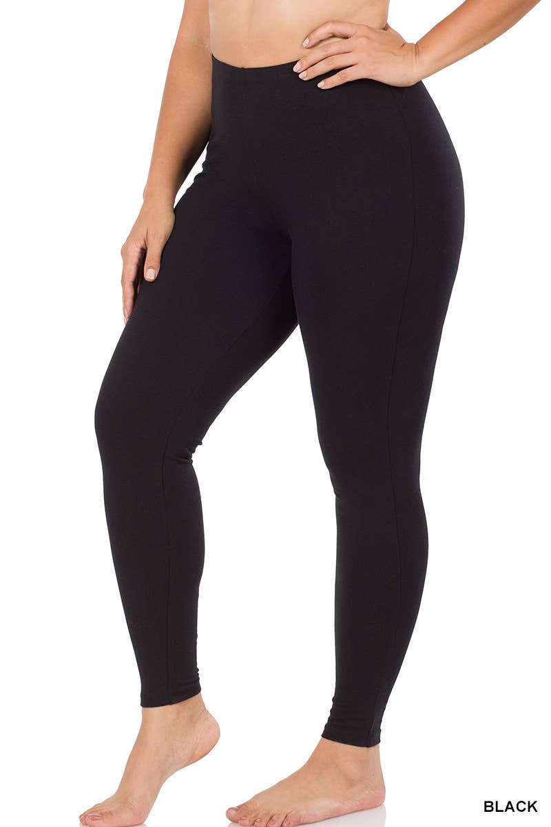 Plus Better Cotton Full Length Leggings - Black