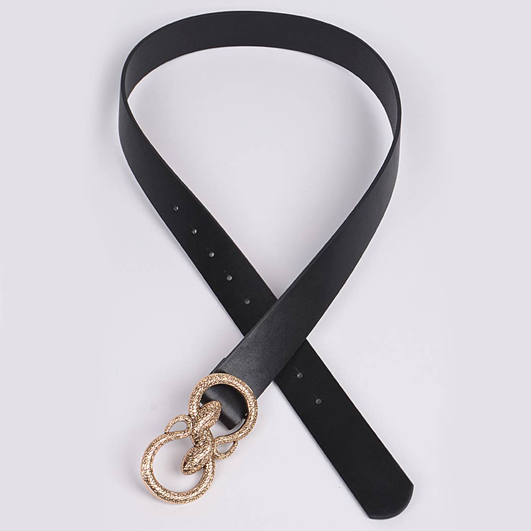 Double Snake Head Buckle Belt - Black