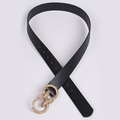 Double Snake Head Buckle Belt - Black