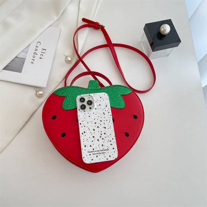 Cute strawberry crossbody bag fruit handbag - Red