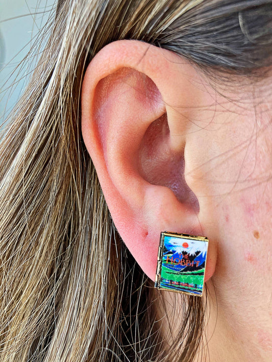 Post Earrings Book Locket The Hobbit