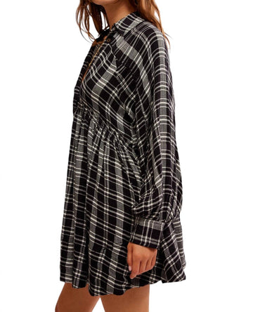 Hoffman Plaid Long Sleeve Mini Dress - Black Combo