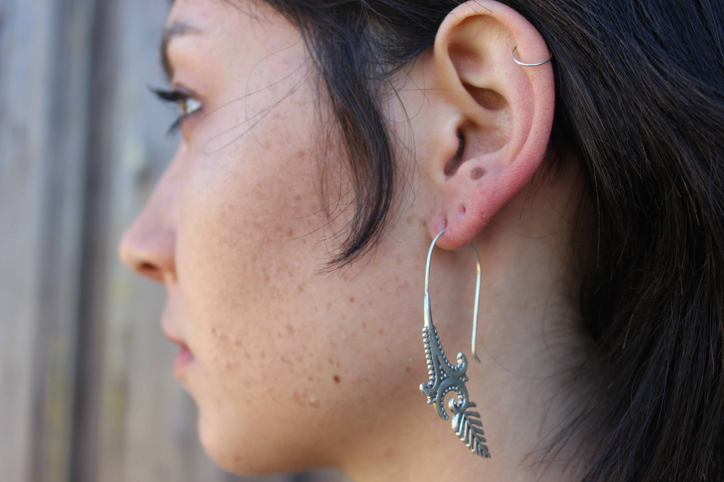 Sterling Silver Tribal Feather Earring