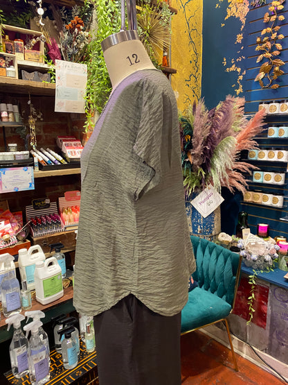 V-Neck Popover Parachute Top - Clay