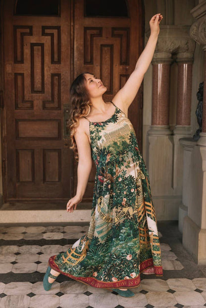 Wildheart Bohéme Long Maxi Slip Dress w/ Unicorn & Castle - L/XL (fits approx. size 12-16)