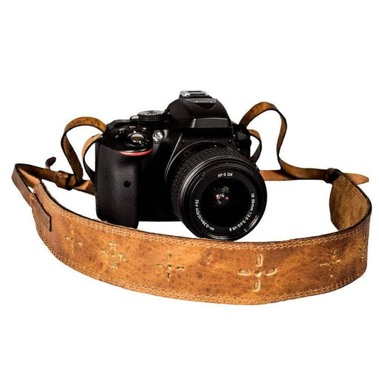 Light Brown Leather Camera Strap - Blonde