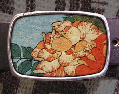 Vintage Peony Belt Buckle