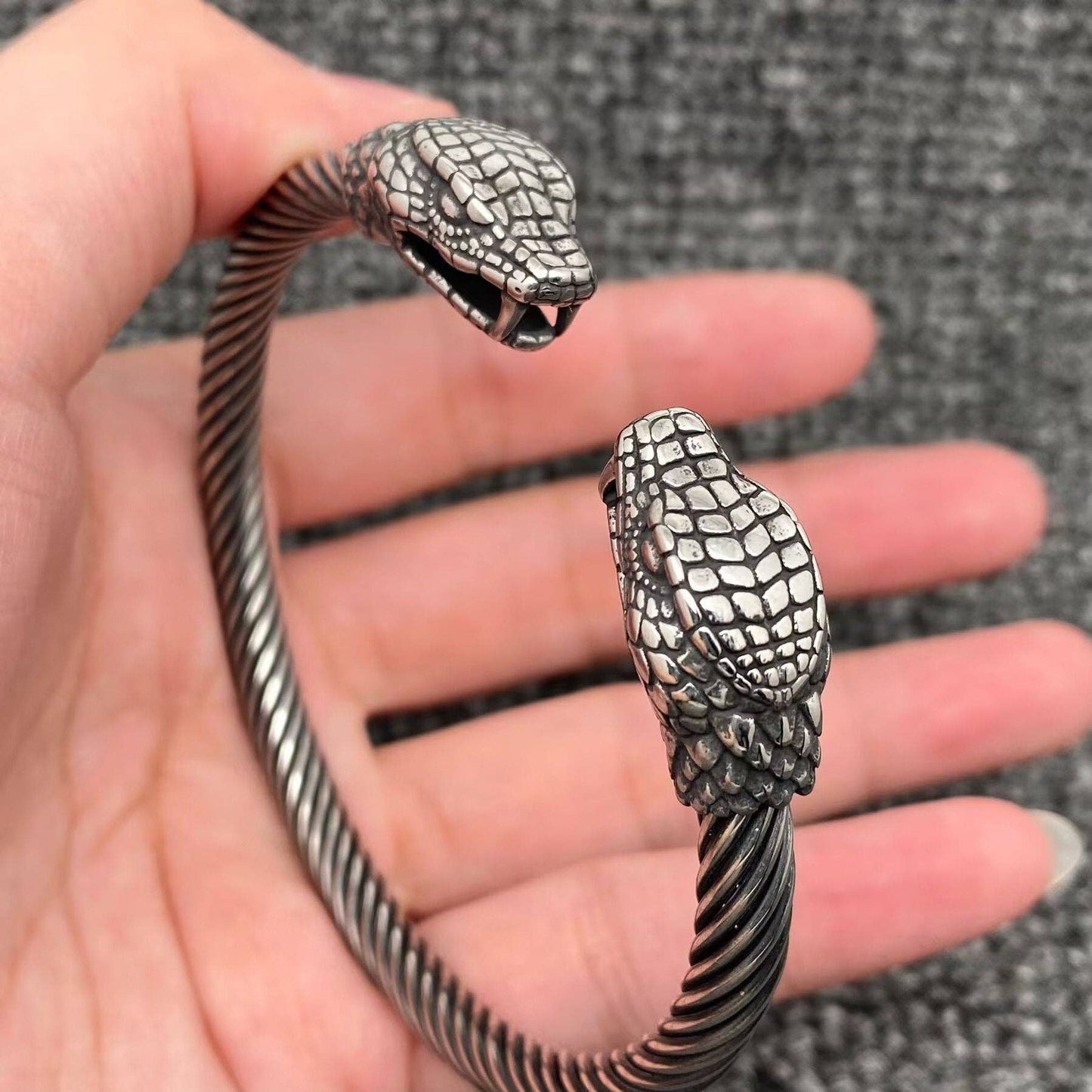 Python Head Adjustable Stainless Steel Snake Cuff - MJ/BC