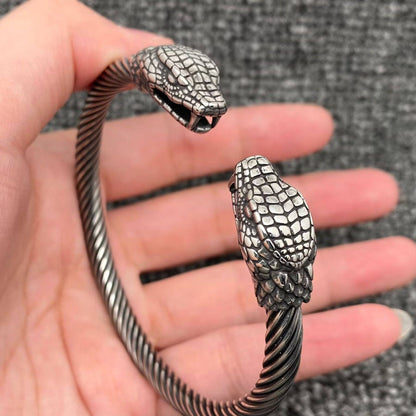 Python Head Adjustable Stainless Steel Snake Cuff - MJ/BC