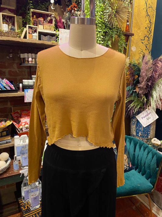 Tulle Curved Crop Top - Manuka