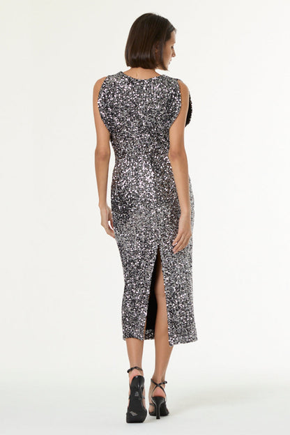 Rumia Midi Dress - Silver Sequin