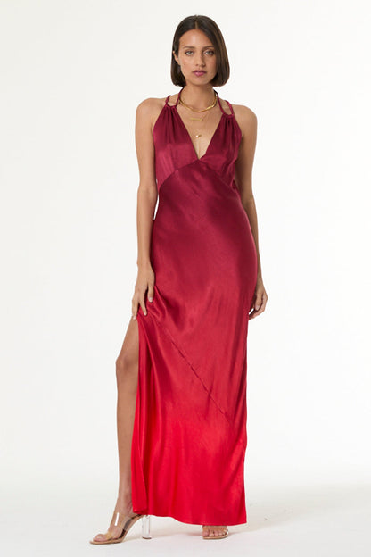 Monica Slip Dress - Dark Ruby Ombre