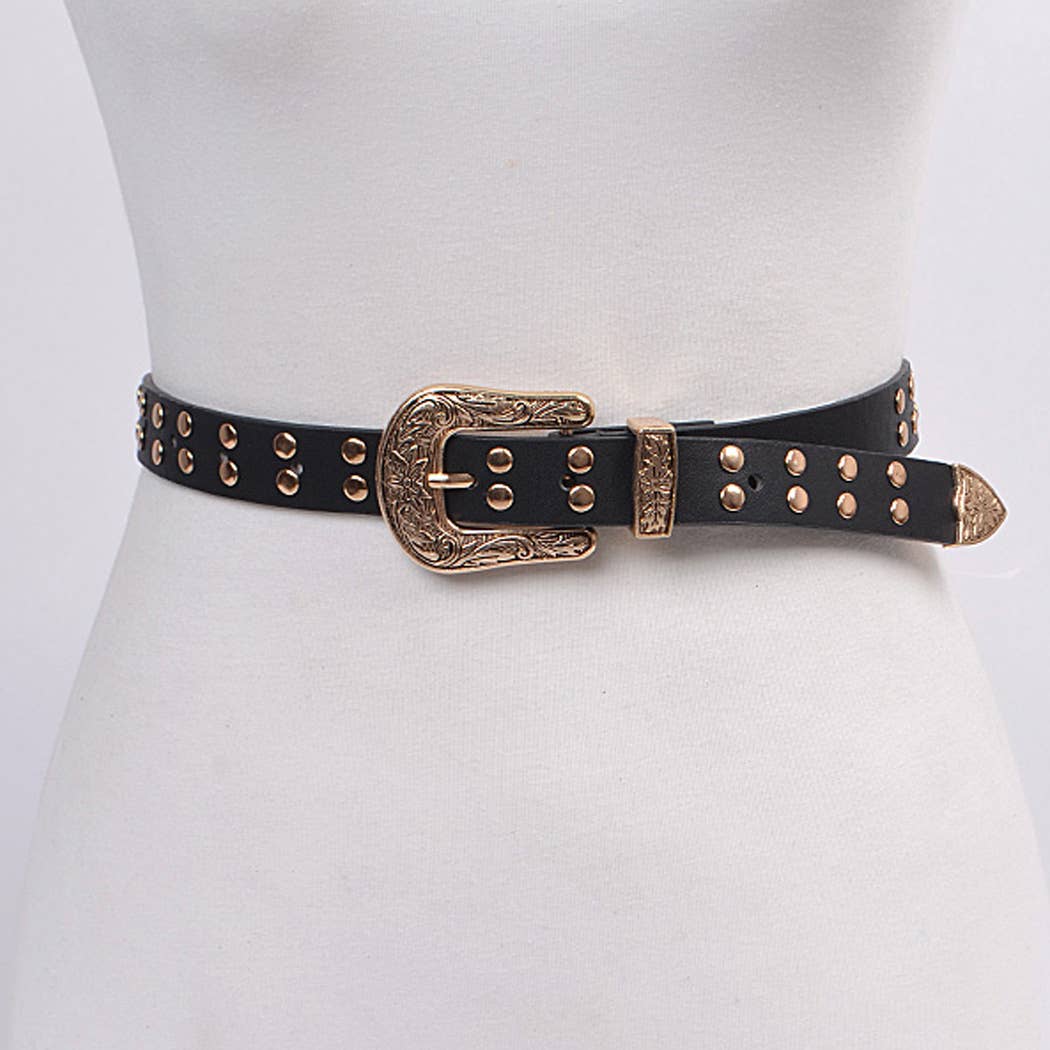 Antique Style Belt - Black Gold