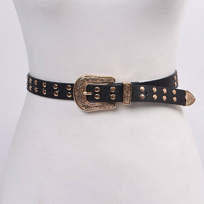 Antique Style Belt - Black Gold