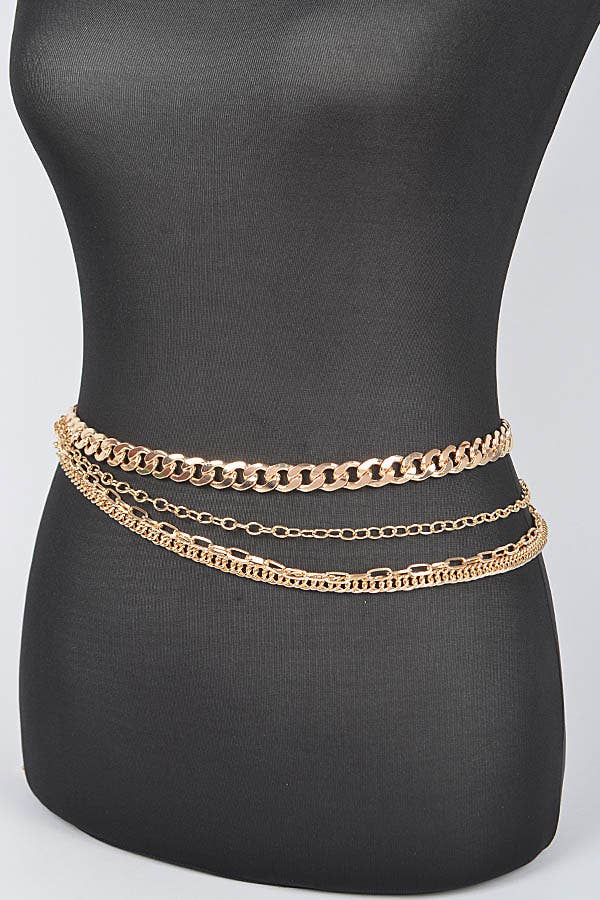 Layered Chain Drop Belt - Gold