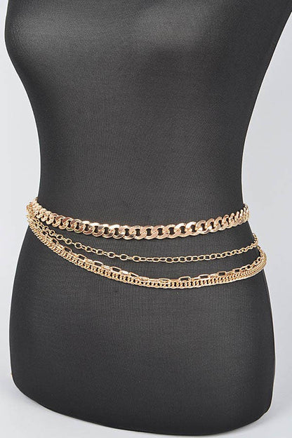 Layered Chain Drop Belt - Gold