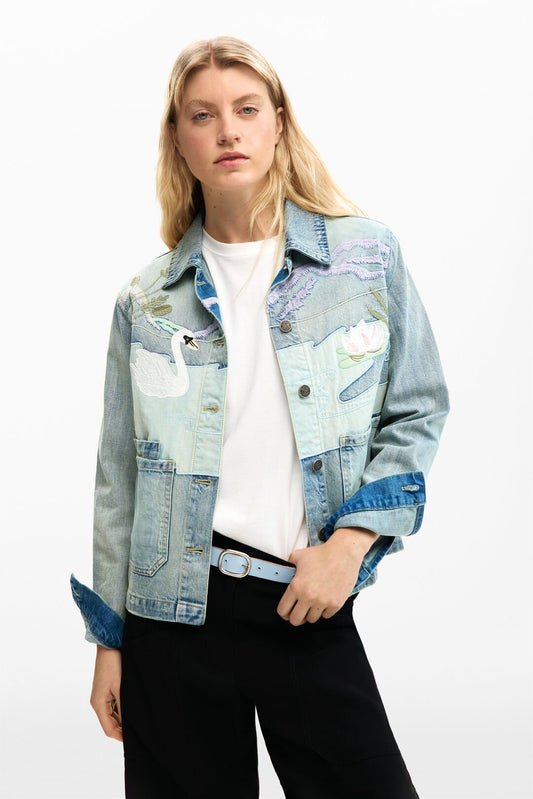 Denim Patch Jacket - Swan