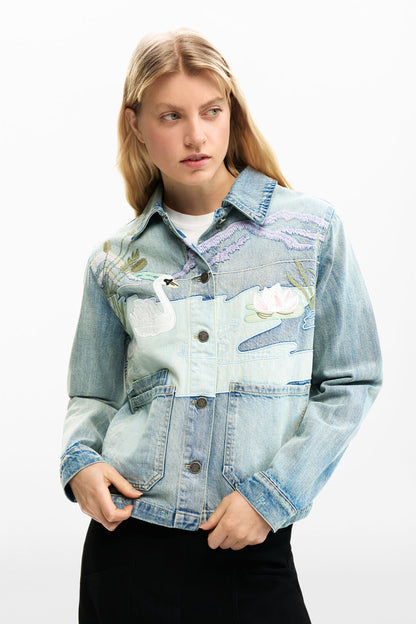 Denim Patch Jacket - Swan