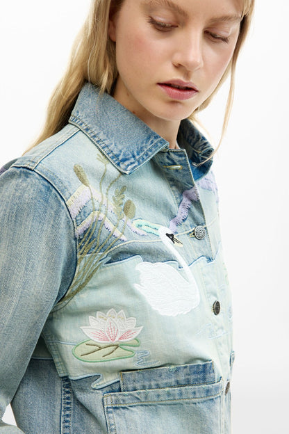 Denim Patch Jacket - Swan