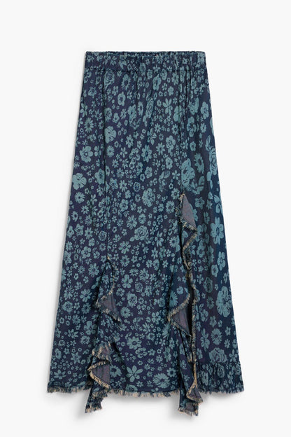 Denim Ruffle Skirt