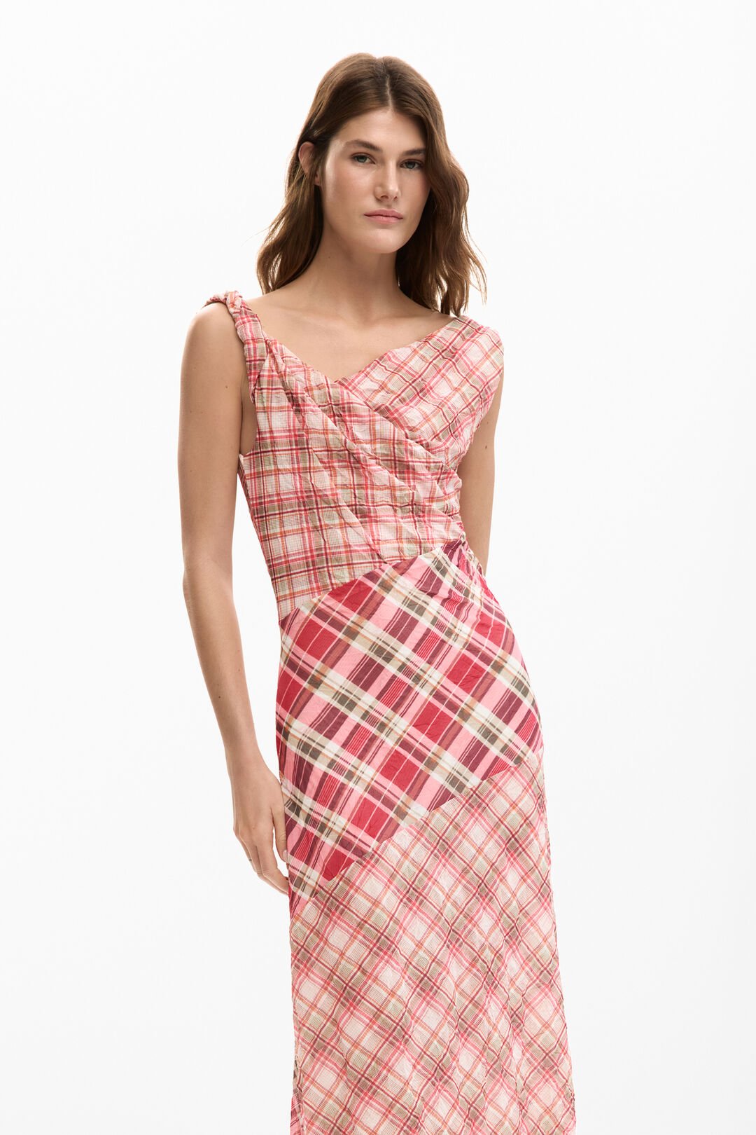 Checked Plaid Strap Dress
