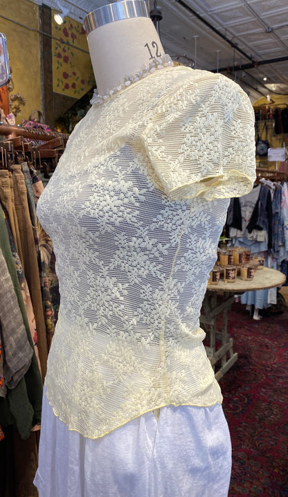 Ready To Go Lace Tee - Butter Yellow