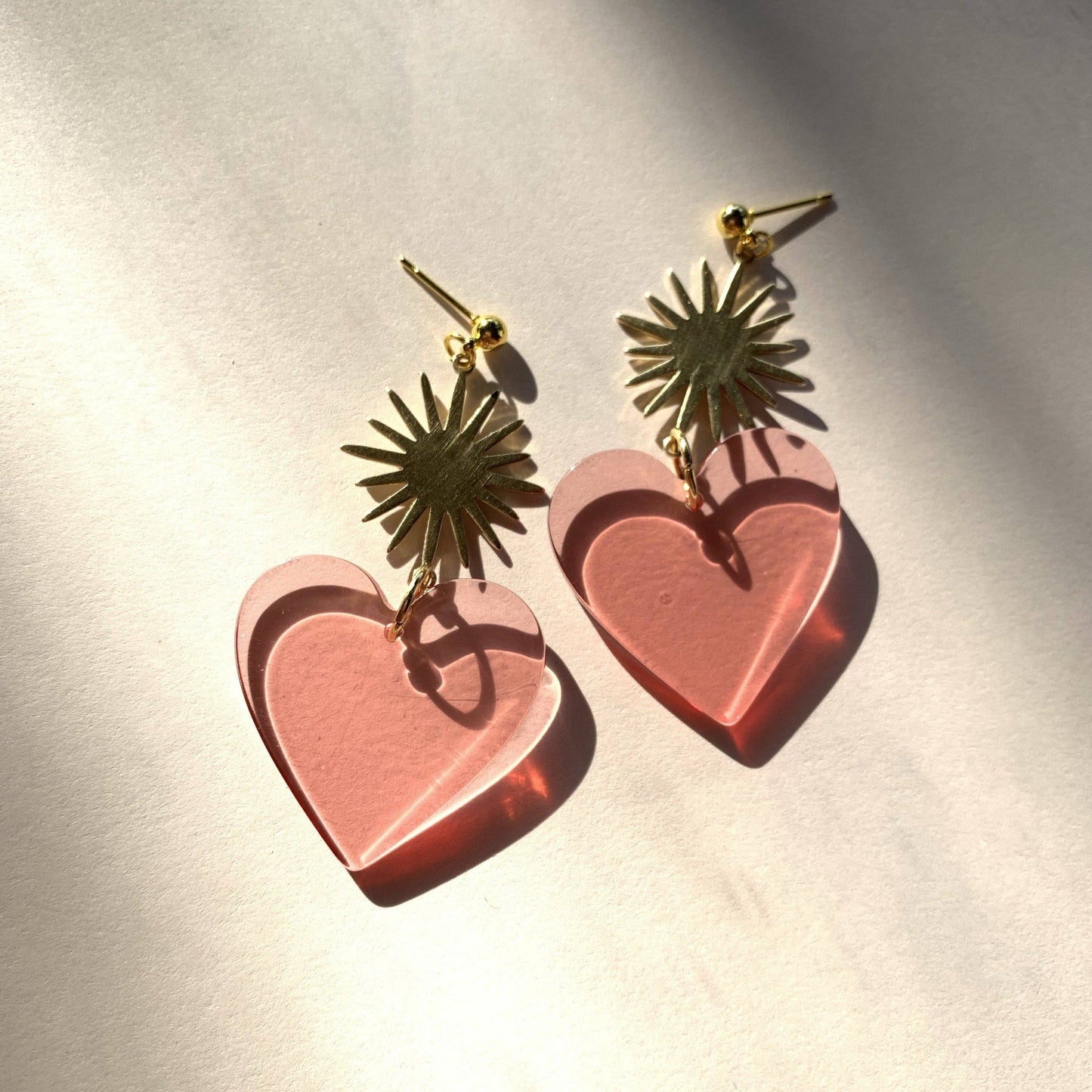 Corazon Pink Heart Earrings